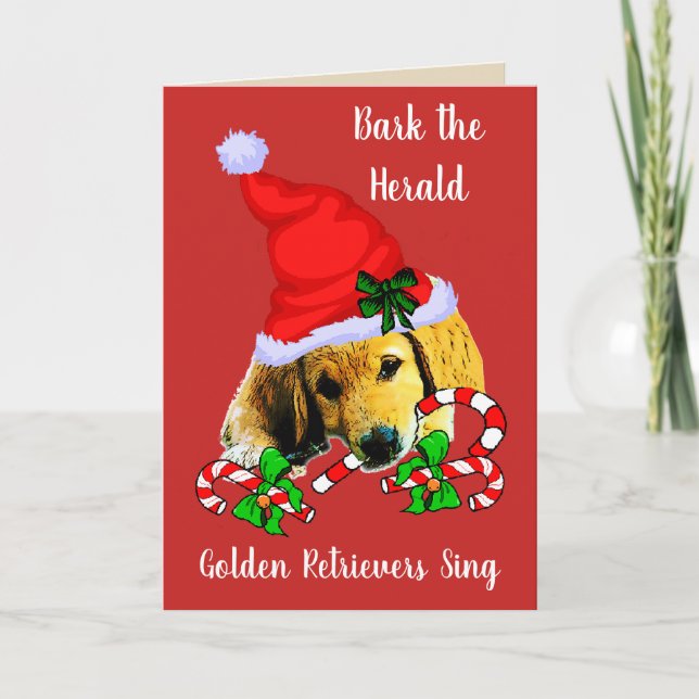 Cartes Pour Fêtes Annuelles Joli Golden Retriever Puppy Noël (Devant)
