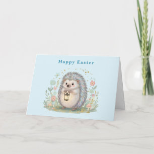 Cartes Pour Fêtes Annuelles Joli hérisson avec lanterne de Pâques