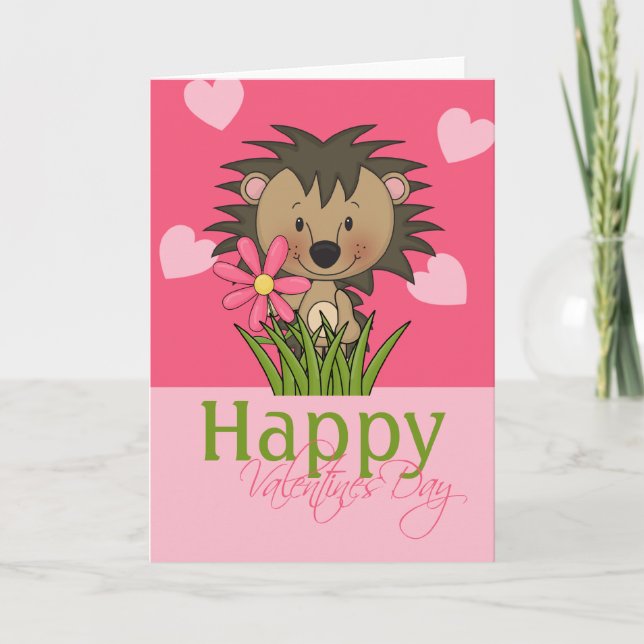 Cartes Pour Fêtes Annuelles Joli Hérisson, Joyeuse Saint Valentin (Devant)