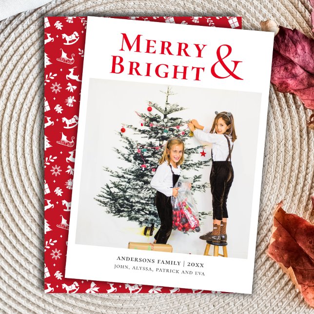 Cartes Pour Fêtes Annuelles Joli Joyeux et amusant Noël Enfants Photo (All is Bright Fun Christmas Kids Photo Holiday Card)