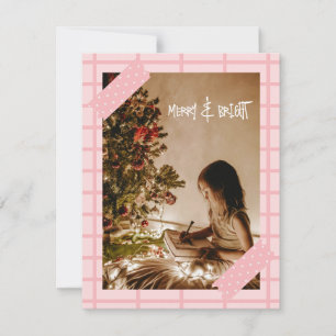 Cartes Pour Fêtes Annuelles Joli Joyeux rose moderne et belle photo de Noël