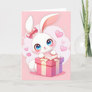 Cartes Pour Fêtes Annuelles Joli Lapin Blanc Amour