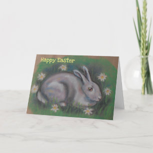 Cartes Pour Fêtes Annuelles Joli lapin de Pâques blanc doux et duveteux