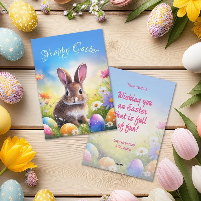 Cartes Pour Fêtes Annuelles Joli lapin de Pâques Brown (Créateur téléchargé)