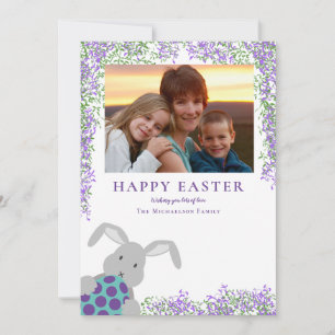Cartes Pour Fêtes Annuelles Joli lapin de Pâques et fleur d'oeuf Ajouter une p