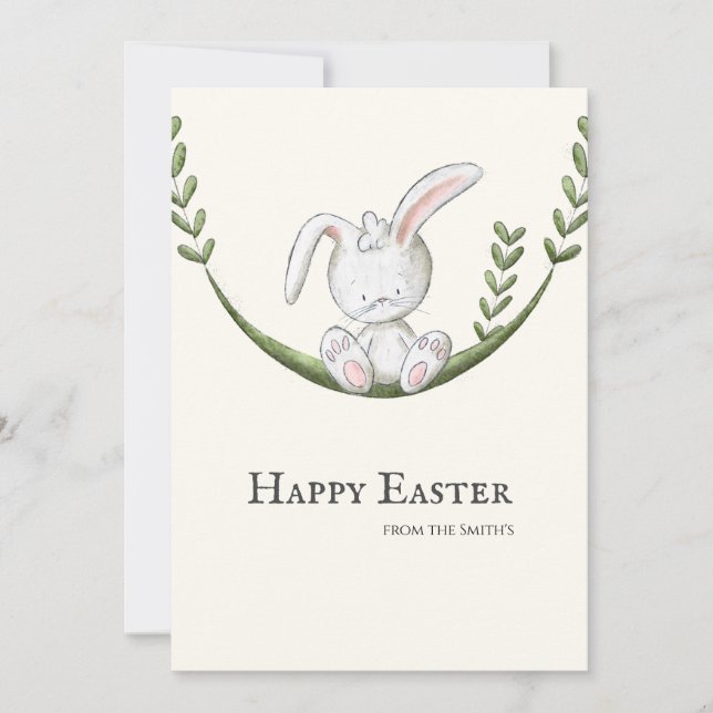 Cartes Pour Fêtes Annuelles Joli lapin lapin de lapin à Pâques (Devant)