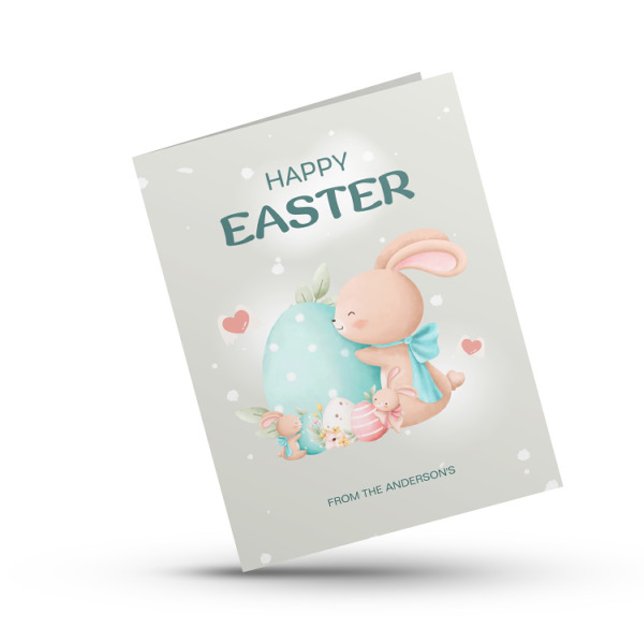 Cartes Pour Fêtes Annuelles Joli lapin rose de Pâques (Créateur téléchargé)
