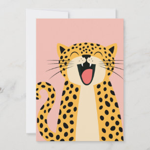 Cartes Pour Fêtes Annuelles Joli Léopard Sauvage de Dessin Animé Souriant et H