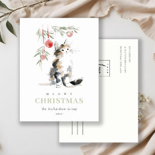 Cartes Pour Fêtes Annuelles Joli logo d'entreprise de chat d'arbre de Noël Meo