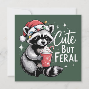 Cartes Pour Fêtes Annuelles Joli mais féroce raton laveur de Noël drôle d'anim