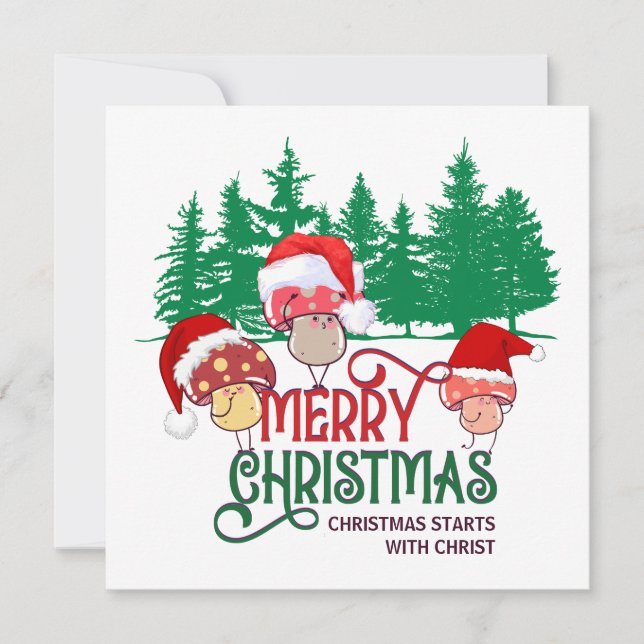 Cartes Pour Fêtes Annuelles Joli MERRY CHRISTMAS MUSHROOM Christian (Devant)