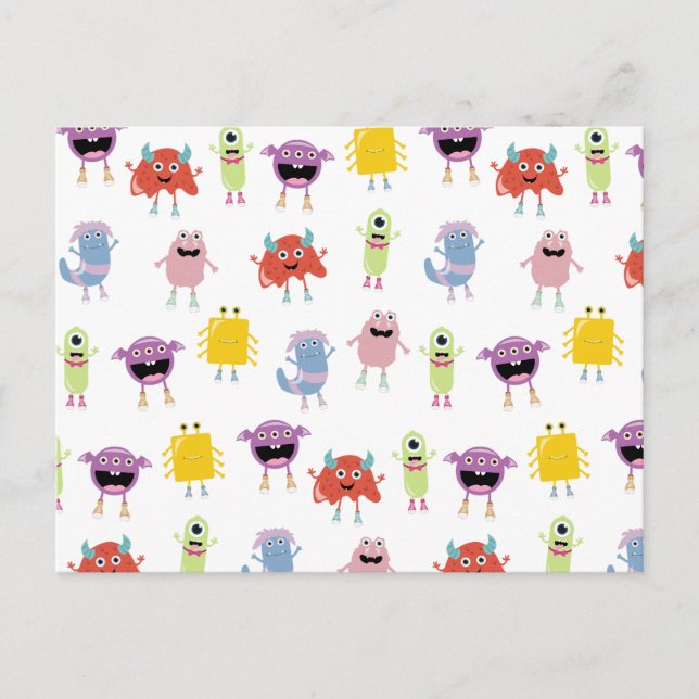 Cartes Pour Fêtes Annuelles Joli Monstres colorés Funny Enfants Motif (Devant)