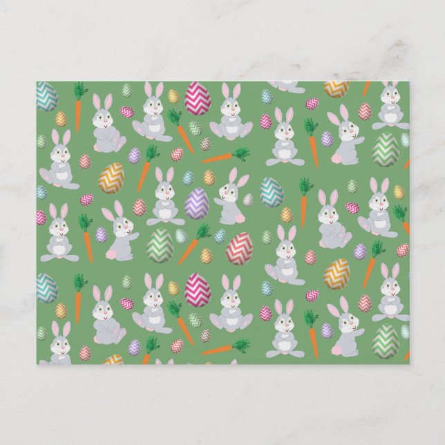 Cartes Pour Fêtes Annuelles Joli Motif lapin lapin de Pâques vert (Devant)