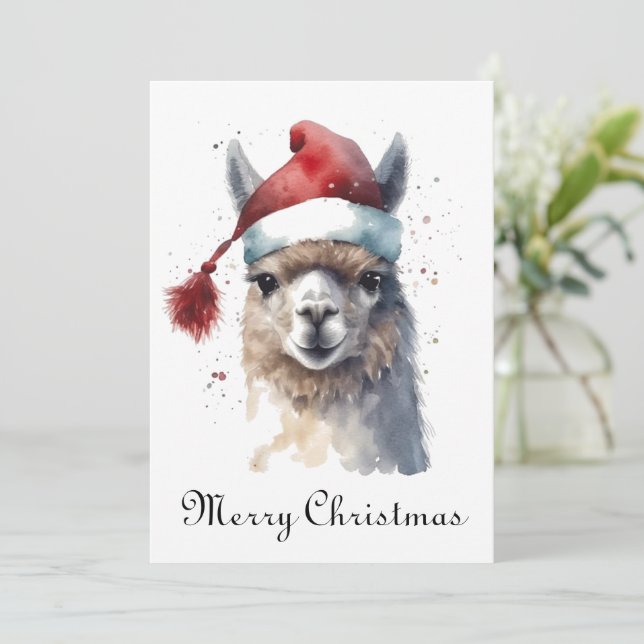 Cartes Pour Fêtes Annuelles Joli Noël Alpaca, coutume (Debout devant)