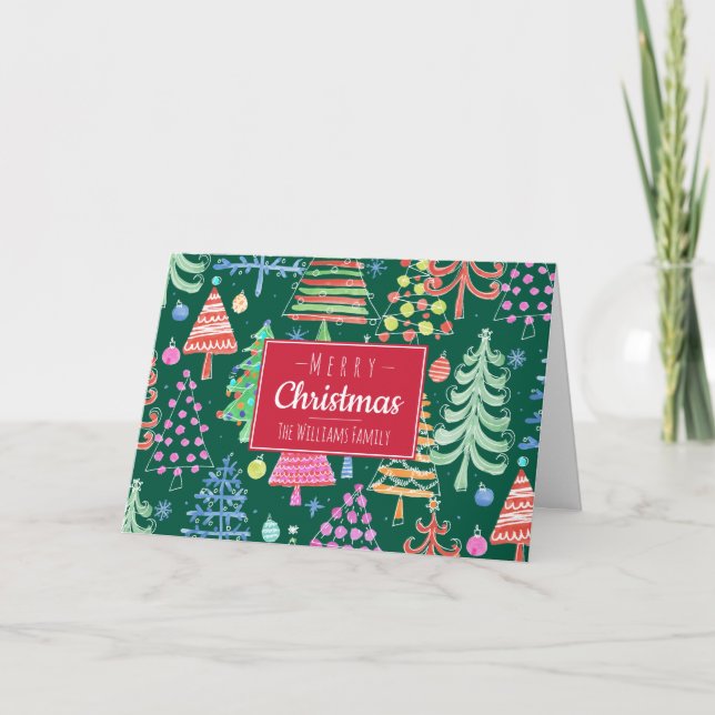 Cartes Pour Fêtes Annuelles Joli Noël Arbres Joyeux Noël Famille (Devant)