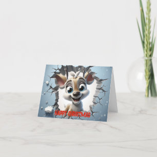 Cartes Pour Fêtes Annuelles Joli Noël aux rennes 3D