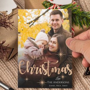 Cartes Pour Fêtes Annuelles Joli Noël Faux Rose Gold Star Photo
