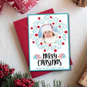 Cartes Pour Fêtes Annuelles Joli Noël Holly Red Berries Photo