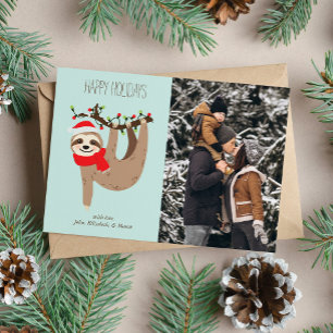 Cartes Pour Fêtes Annuelles Joli Noël Sloth Photo personnalisée