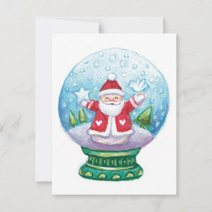 Cartes Pour Fêtes Annuelles Joli Noël Snowglobe Père Noël, Étoile, Oiseau