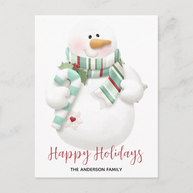 Cartes Pour Fêtes Annuelles Joli Noël Snowman Joyeux Vacances (Devant)