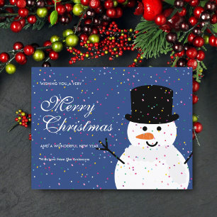 Cartes Pour Fêtes Annuelles Joli Noël Snowman & Snowy Confetti Pas de photo
