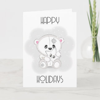 Cartes Pour Fêtes Annuelles Joli ours en peluche blanc avec étoile