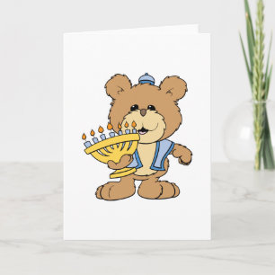 Cartes Pour Fêtes Annuelles joli ours en peluche de Chanukah hanoukka Menorah