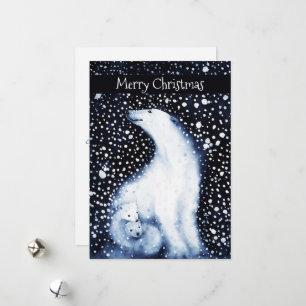 Cartes Pour Fêtes Annuelles Joli Ours Polaire Famille Neige hiver Noël