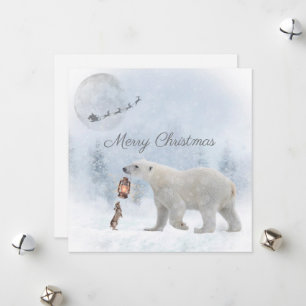 Cartes Pour Fêtes Annuelles Joli Ours Polaire Lapin sauvage Père Noël Noël d'h