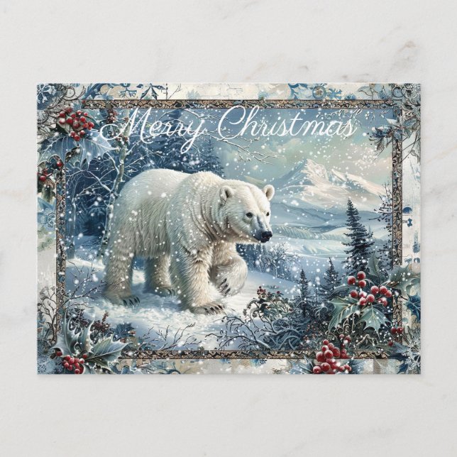 Cartes Pour Fêtes Annuelles Joli Ours polaire Noël d'hiver (Devant)