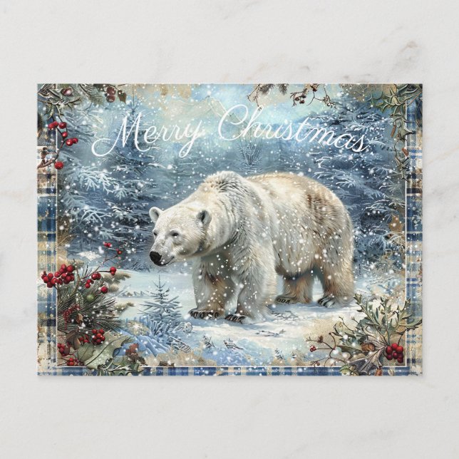 Cartes Pour Fêtes Annuelles Joli Ours polaire Noël d'hiver (Devant)