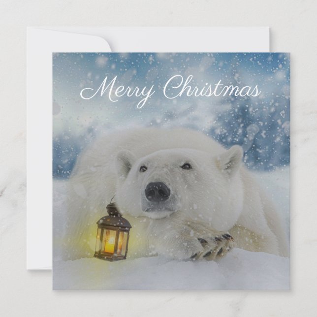 Cartes Pour Fêtes Annuelles Joli Ours polaire Noël d'hiver (Devant)