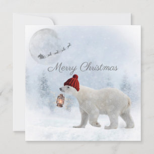 Cartes Pour Fêtes Annuelles Joli Ours Polaire Père Noël Noël d'hiver