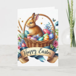 Cartes Pour Fêtes Annuelles Joli panier lapin Illustration Pâques