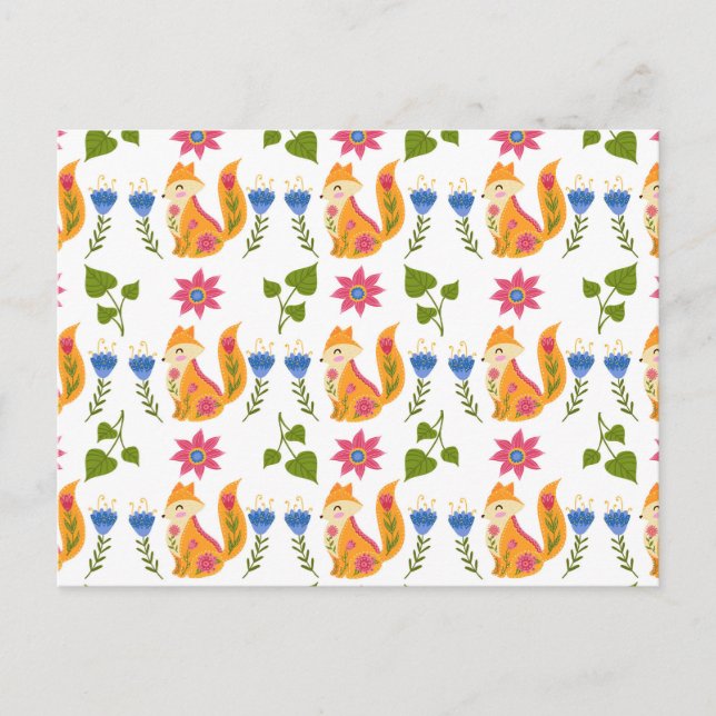 Cartes Pour Fêtes Annuelles Joli Pastel Foxy Floral (Devant)