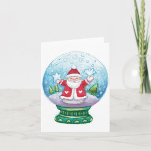 Cartes Pour Fêtes Annuelles Joli Père Noël de boule à neige de Noël, Étoile, O