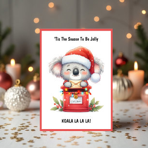 Cartes Pour Fêtes Annuelles Joli Père Noël Koala La La La - Noël Australien