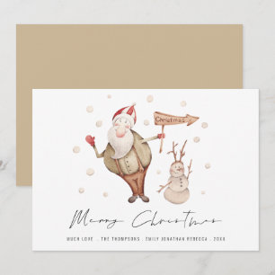 Cartes Pour Fêtes Annuelles Joli Père Noël Snowman Joyeux Noël