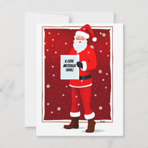 Cartes Pour Fêtes Annuelles Joli Père Noël tenant un panneau avec des messages