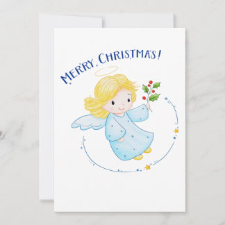Cartes Pour Fêtes Annuelles Joli petit ange volant Noël fille