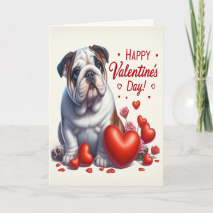 Cartes Pour Fêtes Annuelles Joli petit chien de taureau Heureuse Sainte-Valent