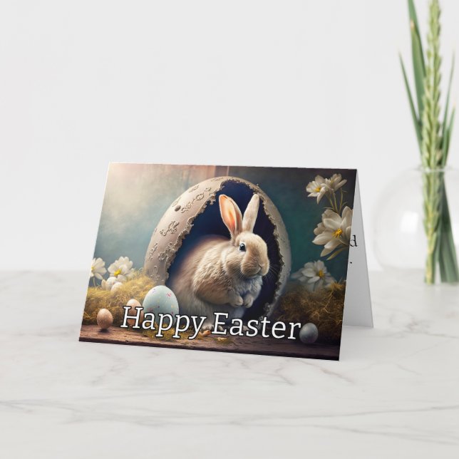 Cartes Pour Fêtes Annuelles Joli Petit Lapin De Pâques (Devant)