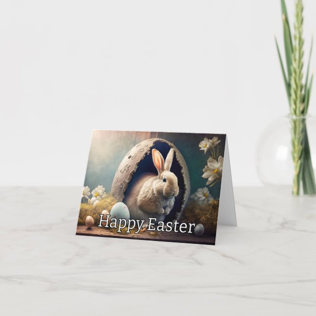 Cartes Pour Fêtes Annuelles Joli Petit Lapin De Pâques (Devant)