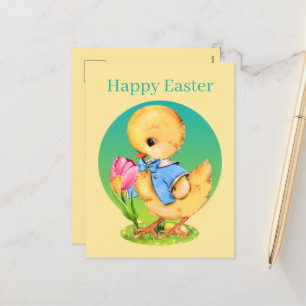 Cartes Pour Fêtes Annuelles Joli poussin de Pâques vintage