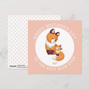 Cartes Pour Fêtes Annuelles Joli renard rouge et bébé pêche rose Fête des mère