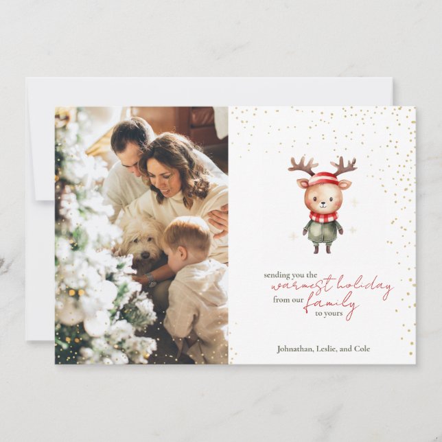 Cartes Pour Fêtes Annuelles Joli renne de bois Elfe de Noël (Devant)