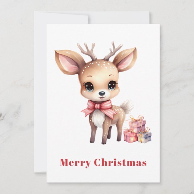 Cartes Pour Fêtes Annuelles Joli renne de Noël (Devant)