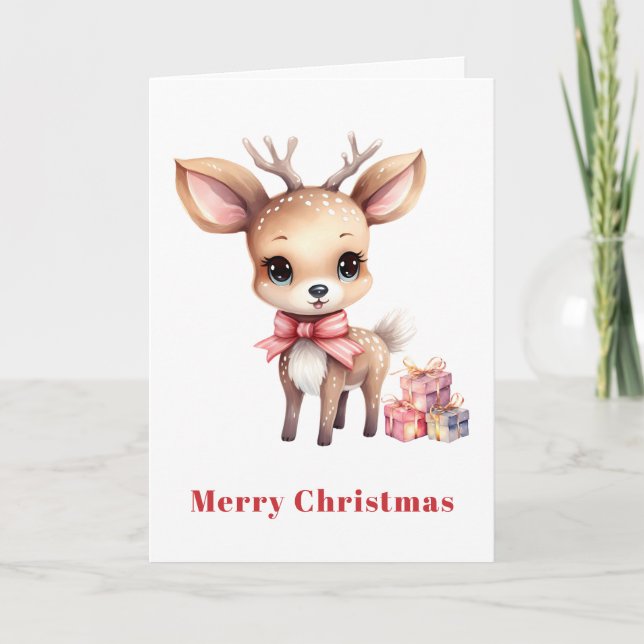 Cartes Pour Fêtes Annuelles Joli renne de Noël (Devant)
