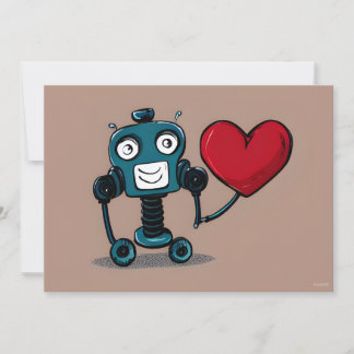 Cartes Pour Fêtes Annuelles Joli Robot Saint-Valentin Cœur Ballon